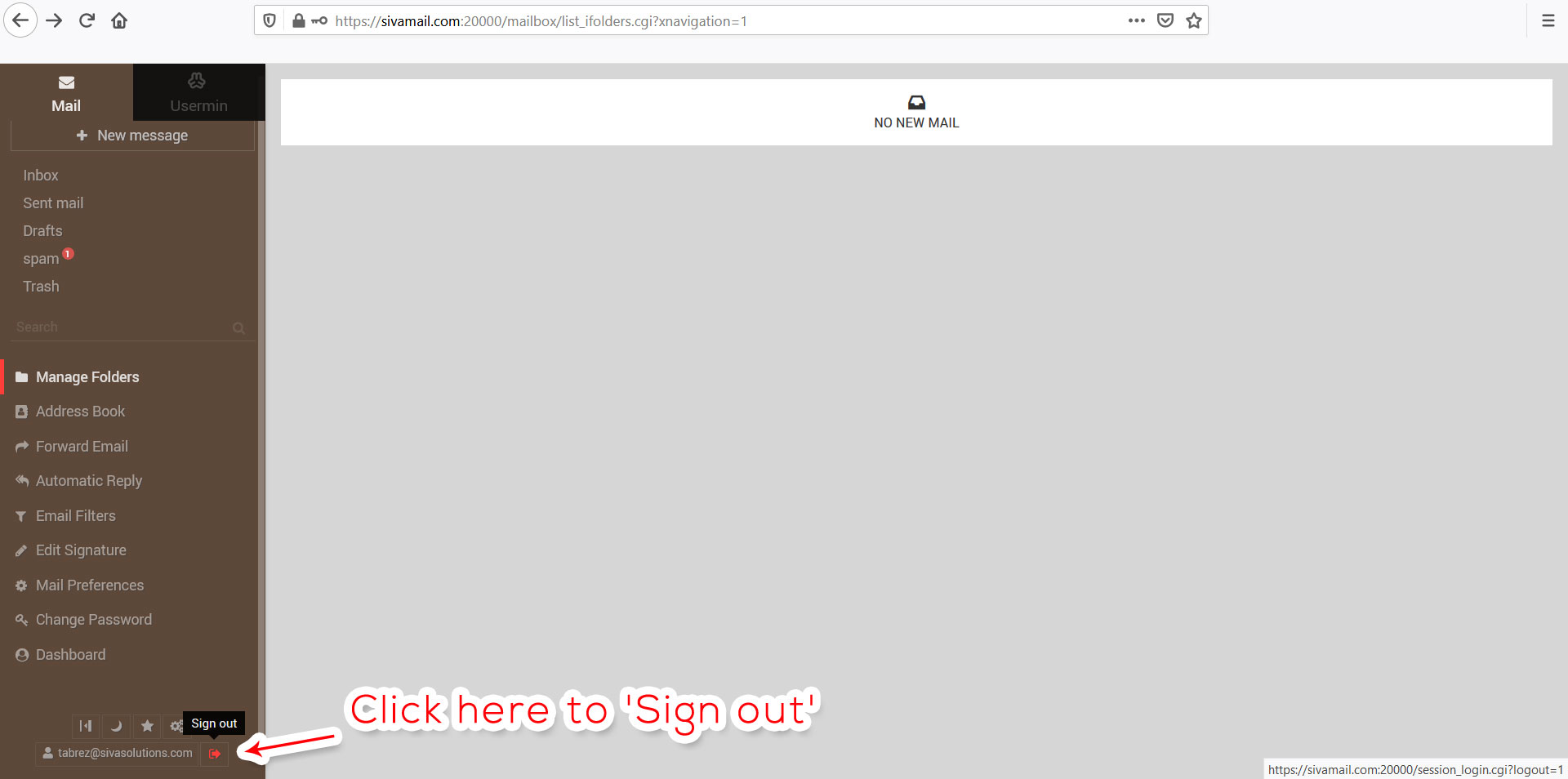 How to Signout step 1